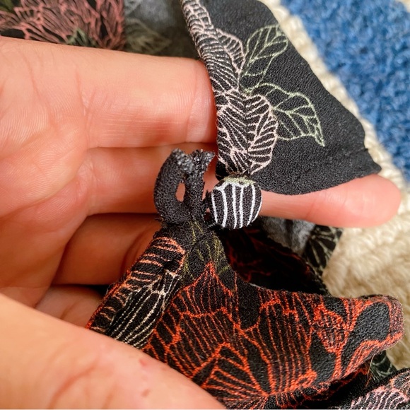 🍂 TARGET COLLECTION BOHO BLACK GREEN MULTI FLORAL CAPRI SLEEVE LOOSE FIT DRESS! - Picture 13 of 14